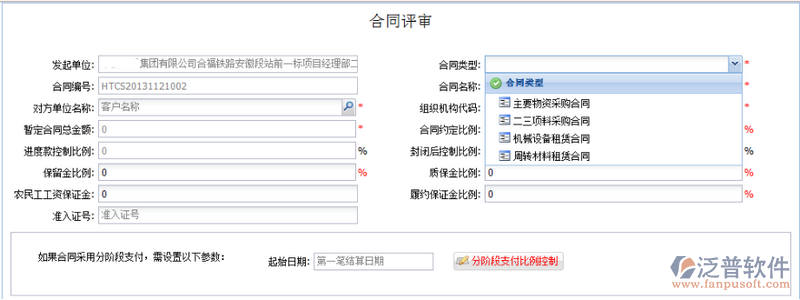 初始合同評(píng)審
