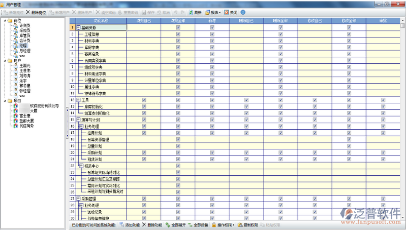 材料管理軟件中如何新建用戶、劃分權(quán)限