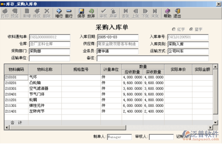 材料采購入庫管理