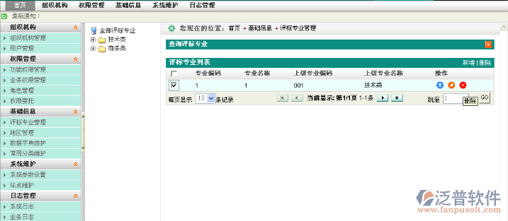 項目評標(biāo)專業(yè)的查看及刪除