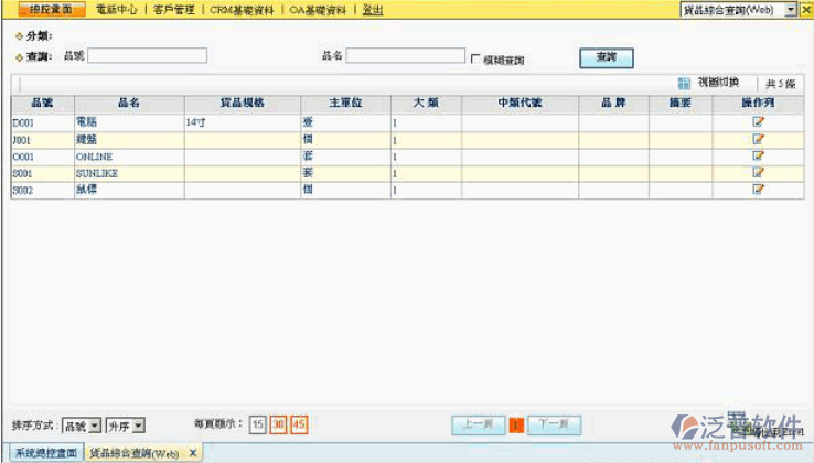貨品綜合查詢管理