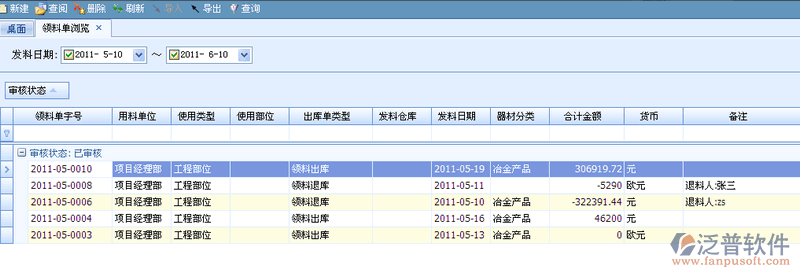 物資出庫信息管理