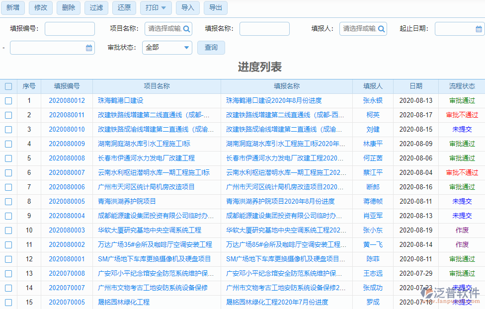 天然氣工程進度管理系統(tǒng)