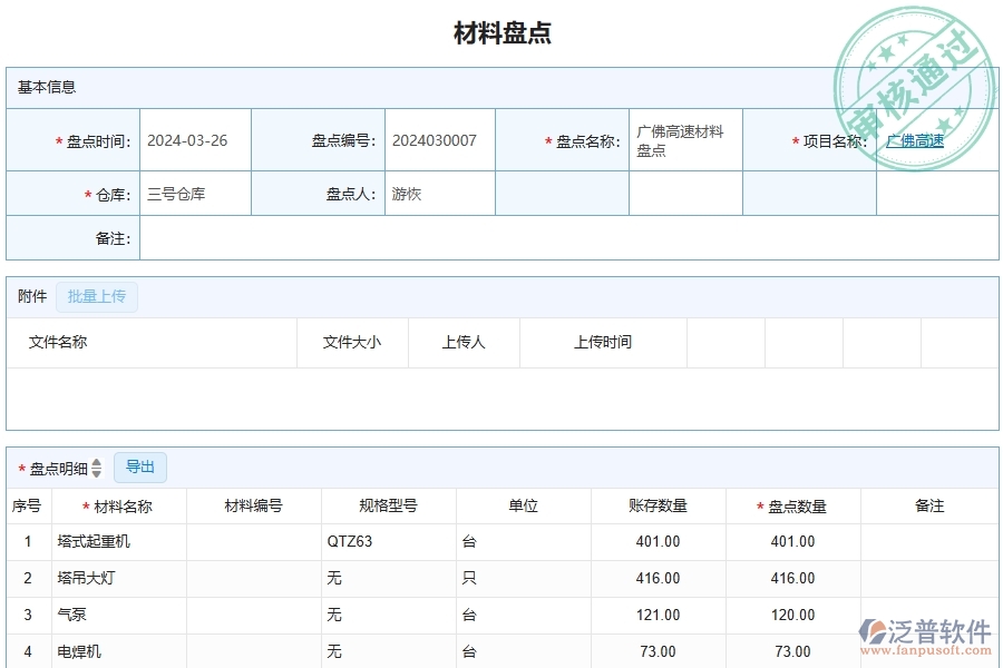 泛普軟件-公路工程項目管理系統(tǒng)在材料盤點中的價值