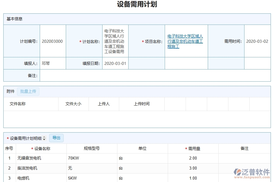 泛普軟件-對于設(shè)備需用計劃的管理作用體現(xiàn)在哪些方面