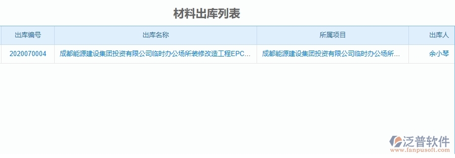 二、泛普軟件-機(jī)電工程項(xiàng)目管理系統(tǒng)在材料出庫的方案