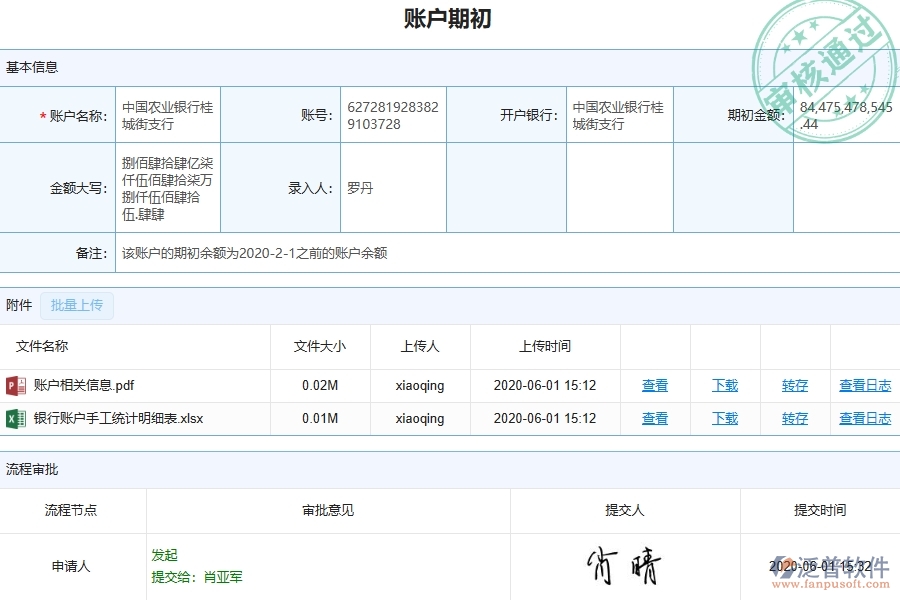 三、泛普軟件-公路工程企業(yè)管理系統(tǒng)中的賬戶期初列表主要內(nèi)容