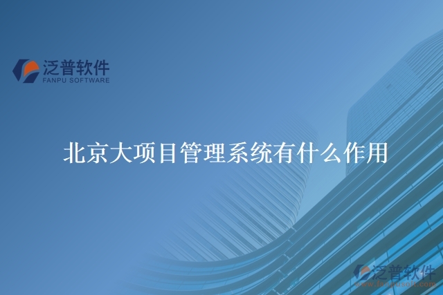 北京大項(xiàng)目管理系統(tǒng)有什么作用