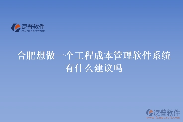 合肥想做一個(gè)工程成本管理軟件系統(tǒng)，有什么建議嗎