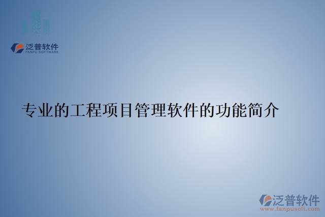 專業(yè)的工程項目管理軟件的功能簡介