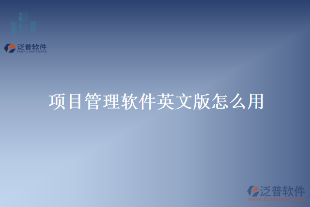項(xiàng)目管理軟件英文版怎么用